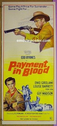 K736 PAYMENT IN BLOOD Australian daybill movie poster '68 Ed Byrnes