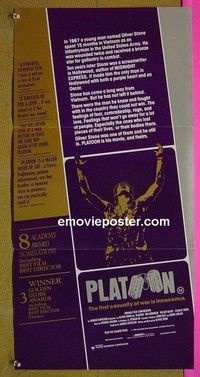 K746 PLATOON Australian daybill movie poster '86 Oliver Stone, Charlie Sheen