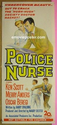 K751 POLICE NURSE Australian daybill movie poster '63 Merry Anders