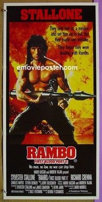 K773 RAMBO 1st BLOOD 2 Australian daybill movie poster '85 Sylvester Stallone