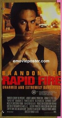 K776 RAPID FIRE Australian daybill movie poster '92 Brandon Lee, Boothe