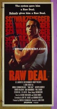 K777 RAW DEAL Australian daybill movie poster '86 Schwarzenegger