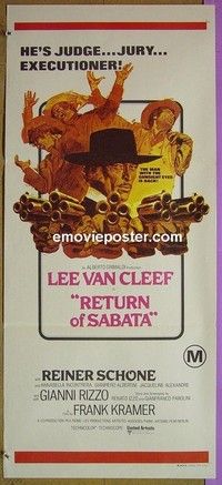 K783 RETURN OF SABATA Australian daybill movie poster '72 Lee Van Cleef