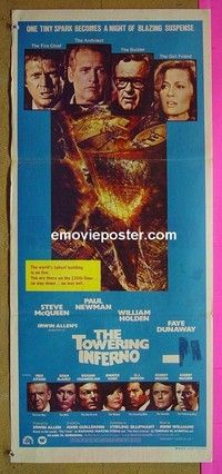K916 TOWERING INFERNO Australian daybill movie poster '74 McQueen, Newman