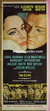 K938 VIPs Australian daybill movie poster '63 Taylor, Burton, Jourdan