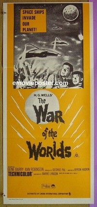 K942 WAR OF THE WORLDS Australian daybill movie poster R70s Gene Barry