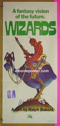 K959 WIZARDS Australian daybill movie poster '77 Ralph Bakshi, cartoon!