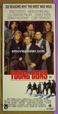K969 YOUNG GUNS Australian daybill movie poster '88 Estevez, Sheen
