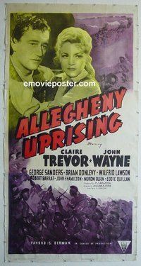 M202 ALLEGHENY UPRISING linen three-sheet movie poster R52 John Wayne