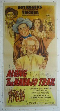 M203 ALONG THE NAVAJO TRAIL linen three-sheet movie poster '45 Roy Rogers