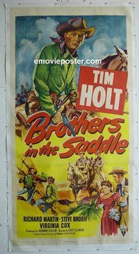 M208 BROTHERS IN THE SADDLE linen three-sheet movie poster '49 Tim Holt