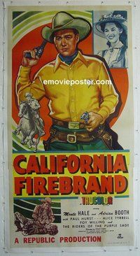 M209 CALIFORNIA FIREBRAND linen three-sheet movie poster '48 Hale, Booth