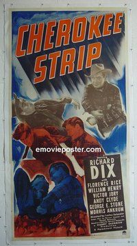 M211 CHEROKEE STRIP linen three-sheet movie poster '40 Richard Dix