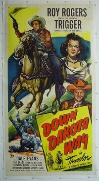 M214 DOWN DAKOTA WAY linen three-sheet movie poster '49 Roy Rogers