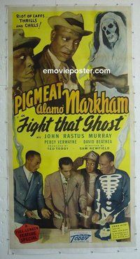 M034 FIGHT THAT GHOST linen three-sheet movie poster '46 Toddy horror