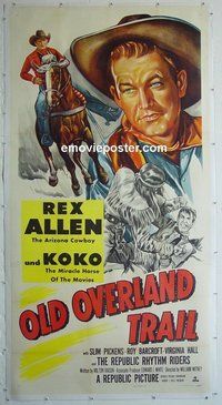 M233 OLD OVERLAND TRAIL linen three-sheet movie poster '52 Rex Allen