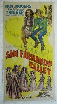 M242 SAN FERNANDO VALLEY linen three-sheet movie poster '44 Roy Rogers