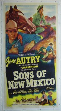 M244 SONS OF NEW MEXICO linen three-sheet movie poster '49 Gene Autry