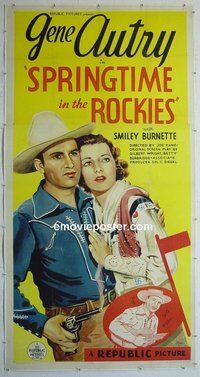 M248 SPRINGTIME IN THE ROCKIES linen three-sheet movie poster '37 Autry