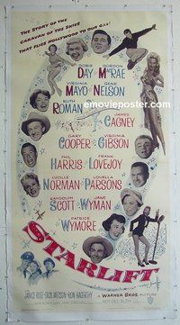 M053 STARLIFT linen three-sheet movie poster '51 Gary Cooper, Cagney