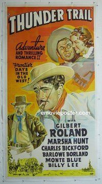 M255 THUNDER TRAIL linen three-sheet movie poster '37 Gilbert Roland