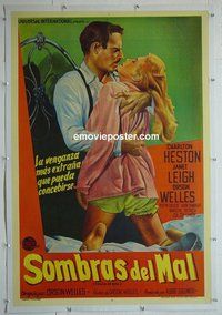 M018 TOUCH OF EVIL linen Argentinean movie poster '58 Welles, Heston