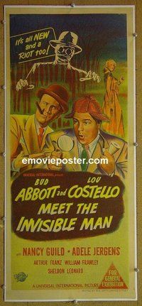 M092 ABBOTT & COSTELLO MEET THE INVISIBLE MAN linen Australian daybill movie poster