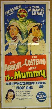 M093 ABBOTT & COSTELLO MEET THE MUMMY linen Australian daybill movie poster