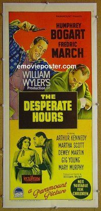 M096 DESPERATE HOURS linen Australian daybill movie poster '55 Bogart