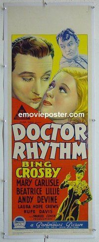M098 DOCTOR RHYTHM linen long Australian daybill movie poster '38 Crosby