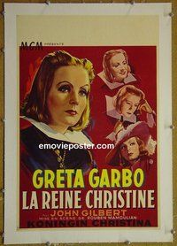 M167 QUEEN CHRISTINA linen Belgian movie poster R50s Greta Garbo