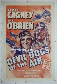 M068 DEVIL DOGS OF THE AIR linen one-sheet movie poster R41 Cagney