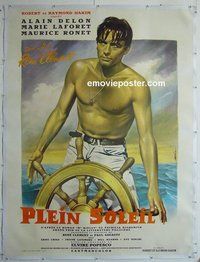 M126 PURPLE NOON linen French one-panel movie poster '60 Alain Delon