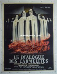 M115 CARMELITES linen French one-panel movie poster '60 Jeanne Moreau, Valli