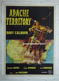 M142 APACHE TERRITORY linen Italian one-panel movie poster '58 Rory Calhoun