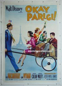 M143 BON VOYAGE linen Italian one-panel movie poster '62 Walt Disney
