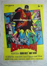 M150 BATMAN linen Italian two-panel movie poster '66 Adam West, DC Comics