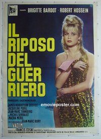 M151 LOVE ON A PILLOW linen Italian two-panel movie poster '64 sexy Bardot