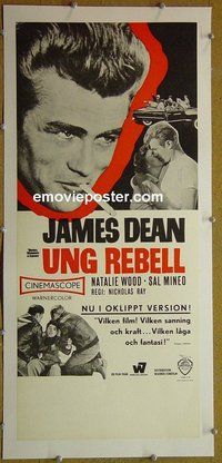 M173 REBEL WITHOUT A CAUSE linen Swedish movie poster R68 James Dean
