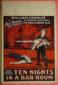 P011 10 NIGHTS IN A BARROOM one-sheet movie poster R30s William Farnum