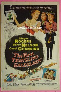 P023 1st TRAVELING SALESLADY one-sheet movie poster '56 Ginger Rogers
