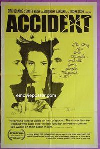P071 ACCIDENT one-sheet movie poster '67 Dirk Bogarde, Baker