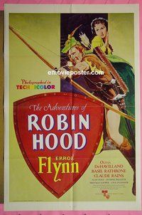 P074 ADVENTURES OF ROBIN HOOD one-sheet movie poster R76 Errol Flynn