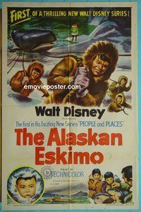P080 ALASKAN ESKIMO one-sheet movie poster '53 Walt Disney