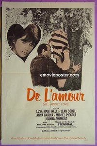 P087 ALL ABOUT LOVE one-sheet movie poster '64 French sex!