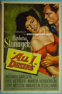 P088 ALL I DESIRE one-sheet movie poster '53 Stanwyck, Carlson