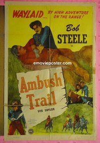 P100 AMBUSH TRAIL one-sheet movie poster '46 Bob Steele, western!