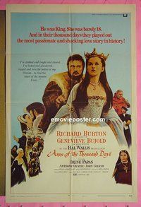 P116 ANNE OF THE 1000 DAYS style D one-sheet movie poster '70 Burton