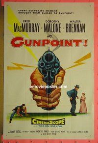 P139 AT GUNPOINT one-sheet movie poster '55 Fred MacMurray