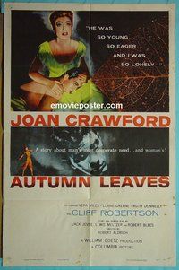 P142 AUTUMN LEAVES one-sheet movie poster '56 Joan Crawford